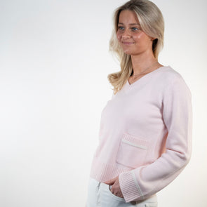 Lydia V-neck Lyserosa/Offwhite