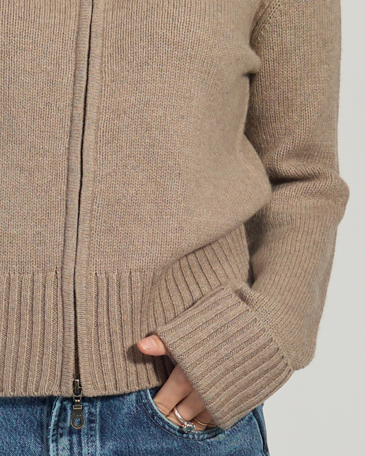 Contrast cardigan mørk sand / lyssand