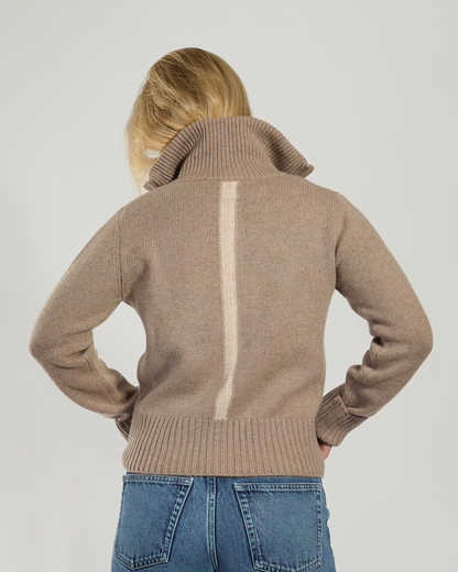 Contrast cardigan mørk sand / lyssand