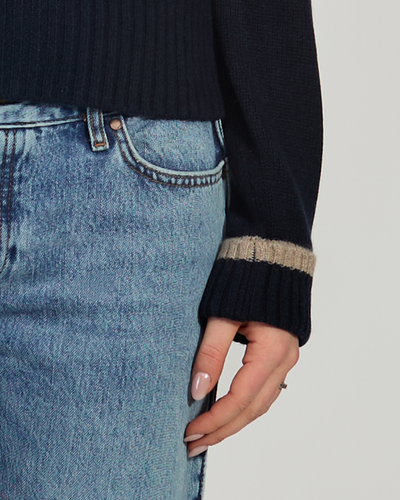 Contrast cardigan Navy / sandfarger