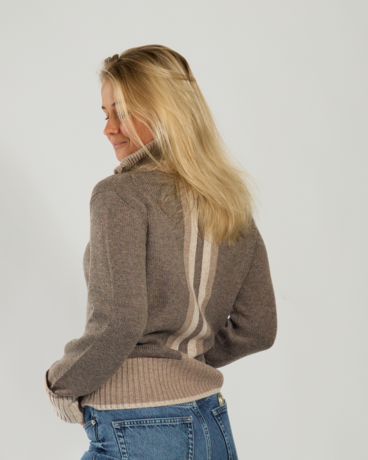 Contrast cardigan Mørk brun/sand
