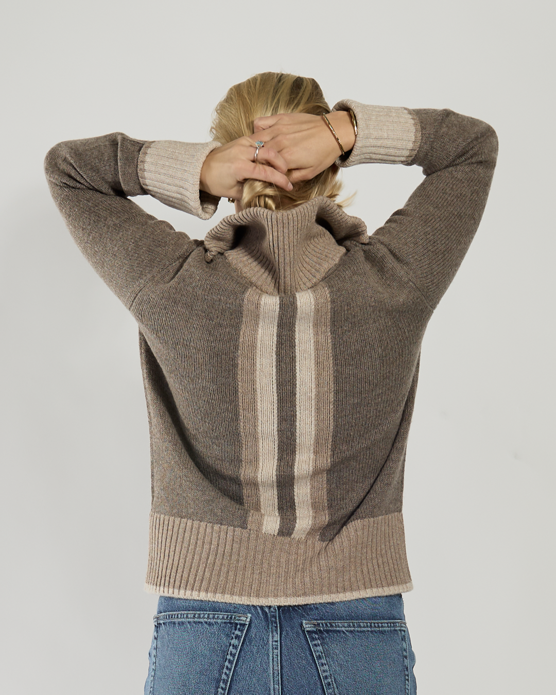 Contrast Cardigan Brown/Sand/Off-white