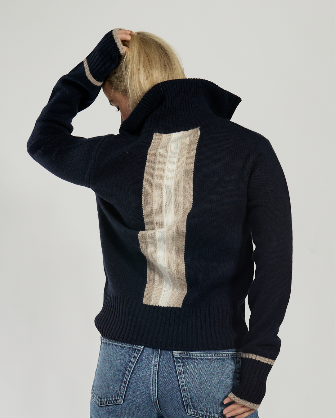 Contrast cardigan Navy / sandfarger