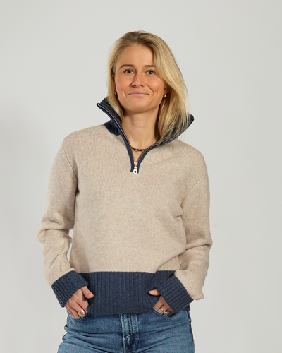 Zip sand/navy