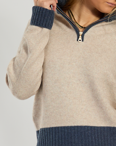 Zip sand/navy