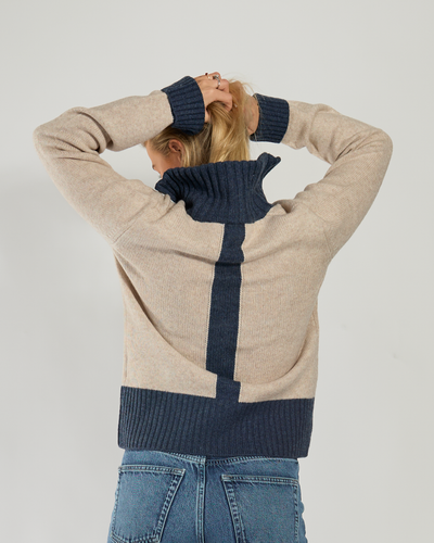 Zip sand/navy