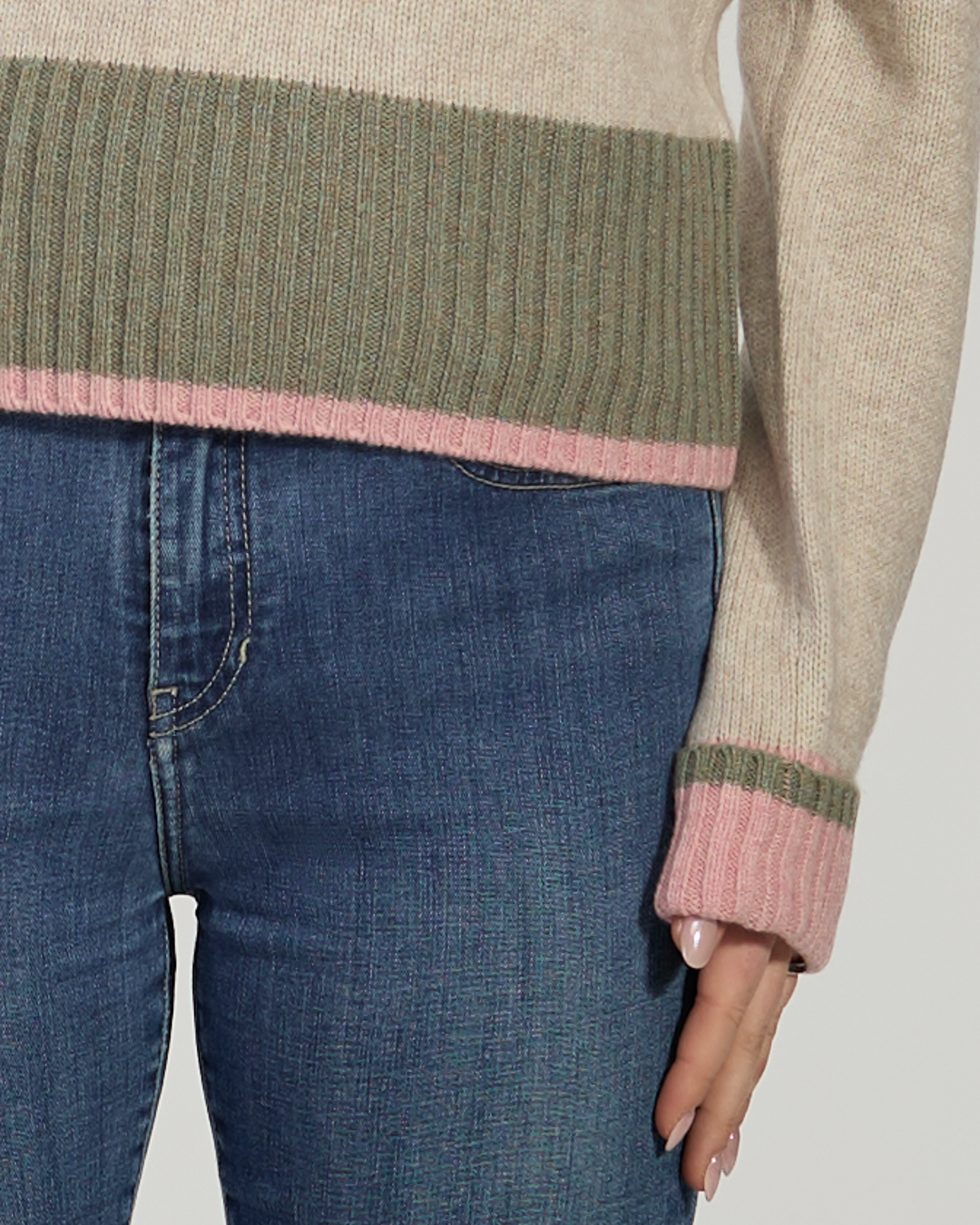 Zip sand/oliven/rosa