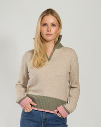 Zip sand/oliven/rosa