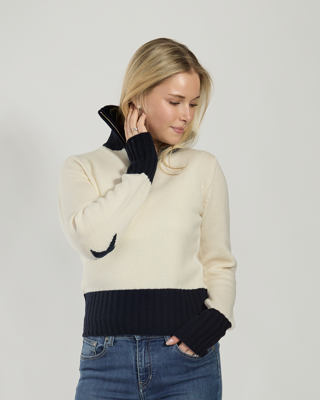 Zip star offwhite/navy