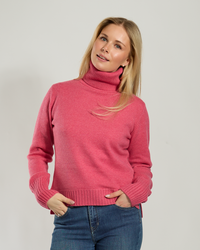 Roll neck jumper - Cerissrosa/offwhite