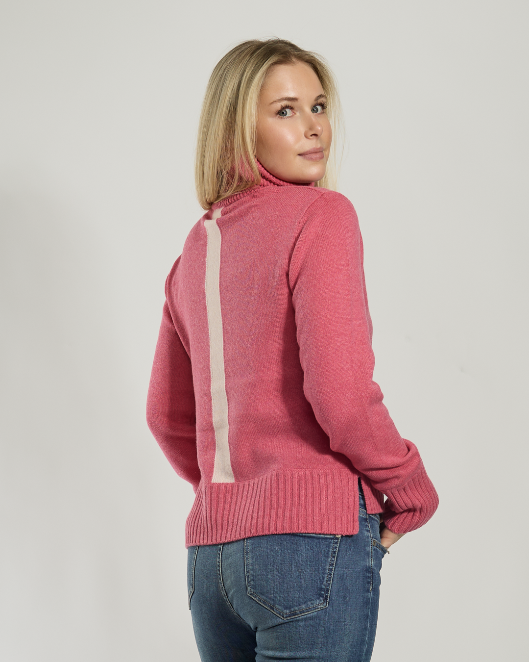 Roll neck jumper - Cherry pink/light pink