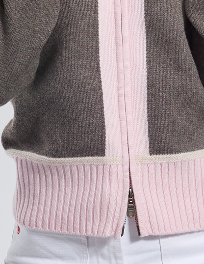 Contrast cardigan Brun/lyserosa/sand