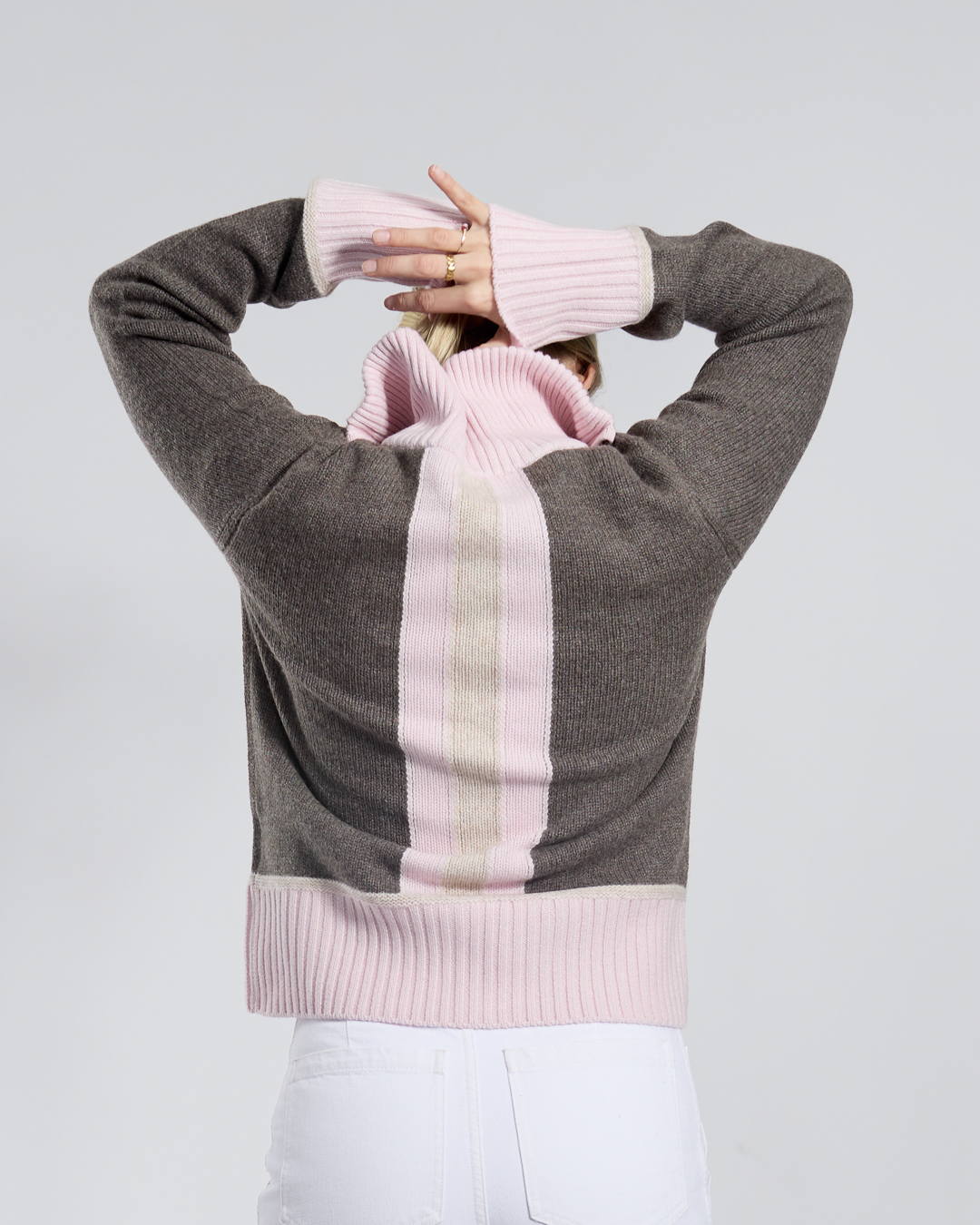 Contrast cardigan Brun/lyserosa/sand