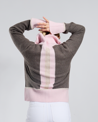 Contrast cardigan Brun/lyserosa/sand