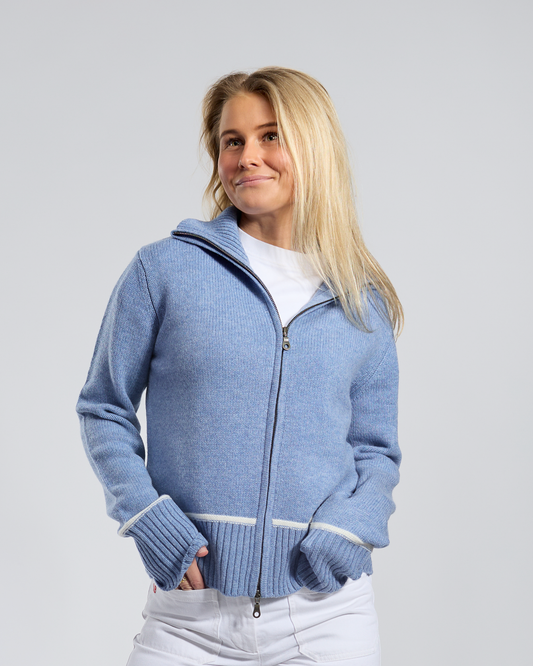 Contrast cardigan Denimblå/offwhite