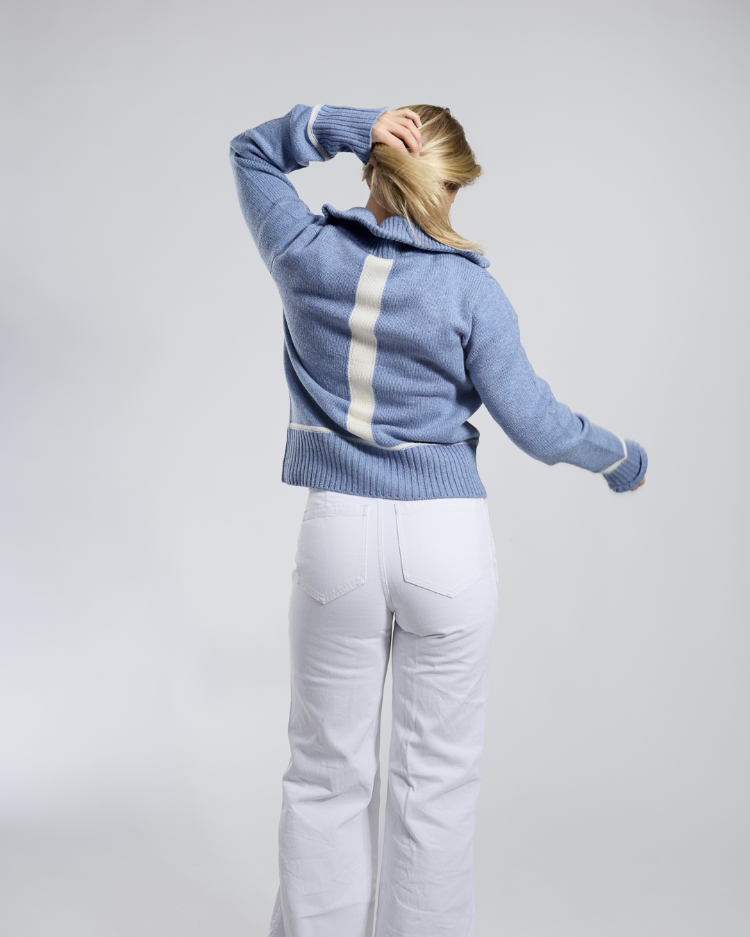 Contrast cardigan Denim blue/off-white