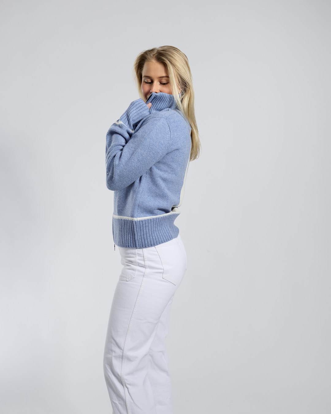 Contrast cardigan Denim blue/off-white