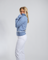 Contrast cardigan Denimblå/offwhite