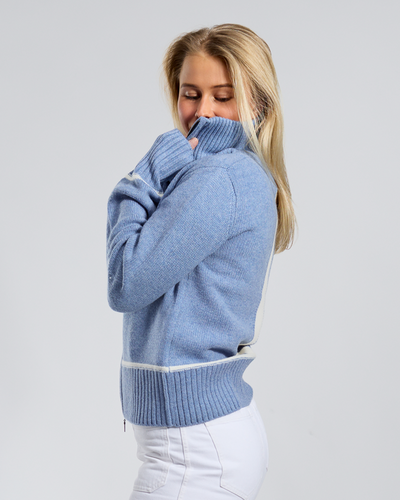 Contrast cardigan Denimblå/offwhite