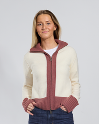 Contrast cardigan Offwhite/gammel rosa Limited Edition / overstock