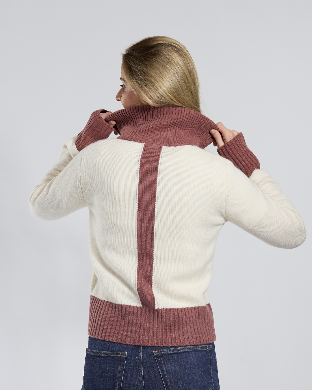 Contrast cardigan Offwhite/gammel rosa Limited Edition / overstock