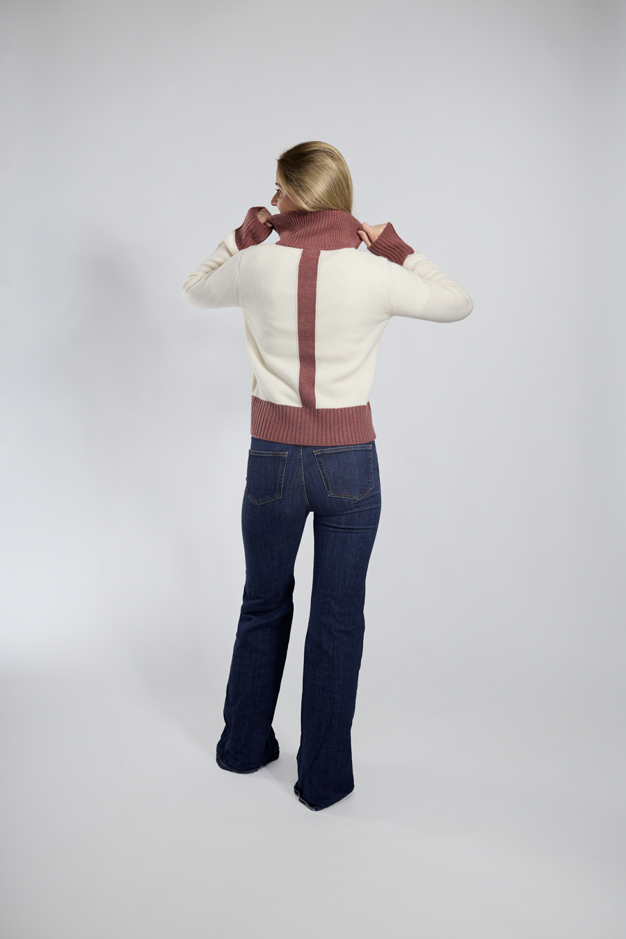 Contrast cardigan Offwhite/gammel rosa Limited Edition / overstock