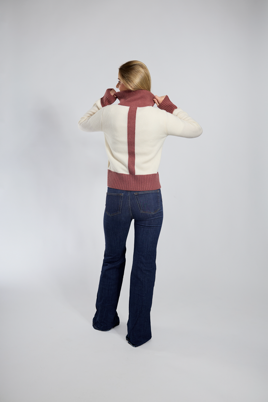 Contrast cardigan Offwhite/gammel rosa Limited Edition / overstock