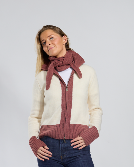 Contrast cardigan Offwhite/gammel rosa Limited Edition / overstock