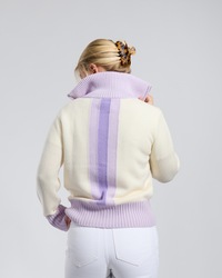 Contrast cardigan Offwhite/lys lavendel
