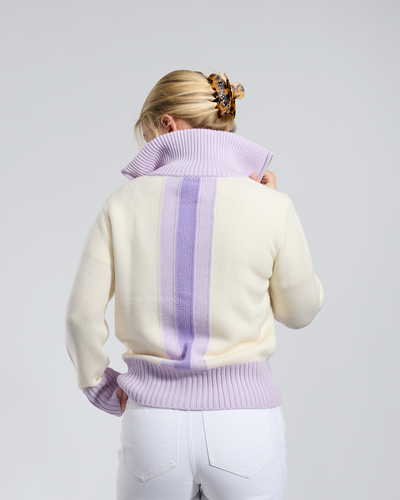 Contrast cardigan Offwhite/lys lavendel