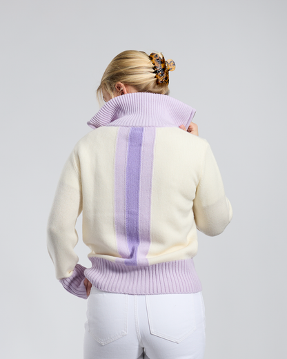 Contrast cardigan Off-white/light lavender