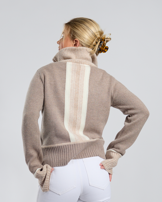 Contrast cardigan Sand/ lys sand/offwhite