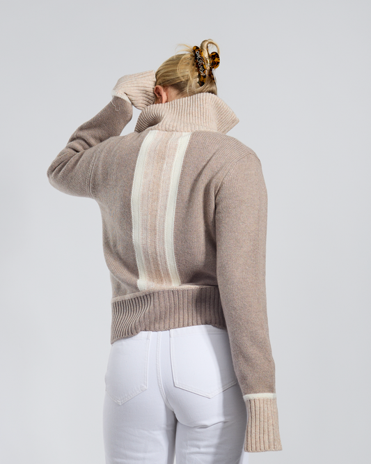 Contrast cardigan Sand/ lys sand/offwhite