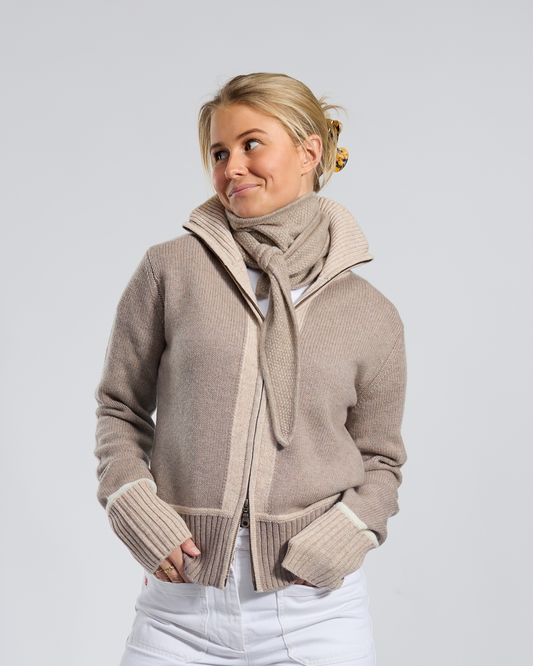 Contrast cardigan Sand/ lys sand/offwhite