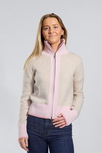 Contrast Cardigan Sand/Light Pink/Pink