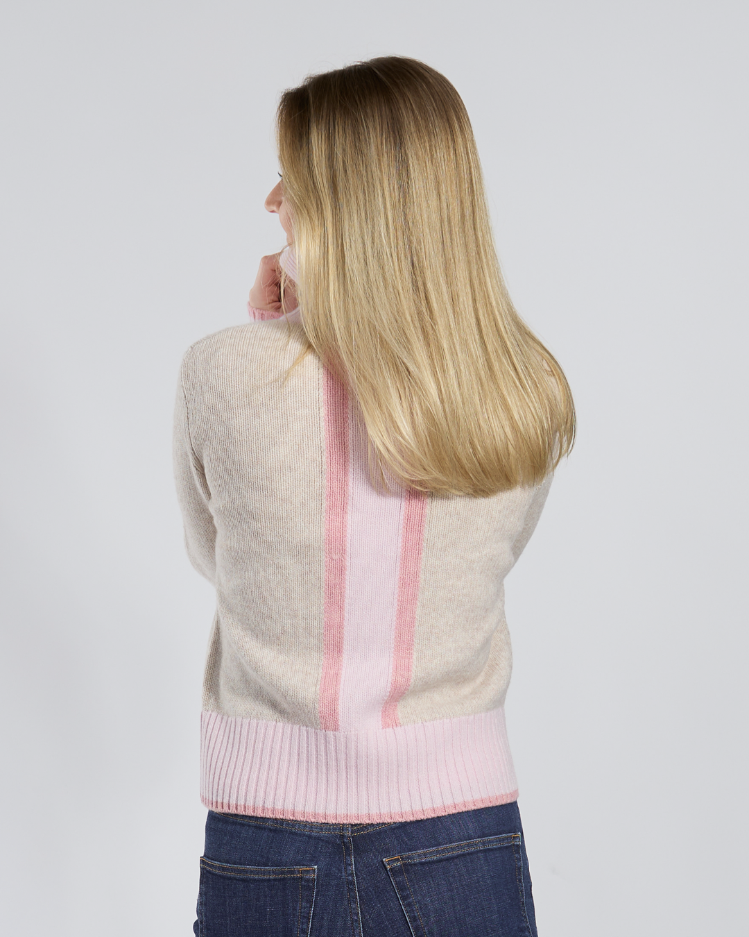 Contrast cardigan Sand/lyserosa/rosa