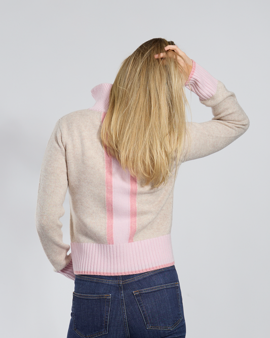 Contrast Cardigan Sand/Light Pink/Pink