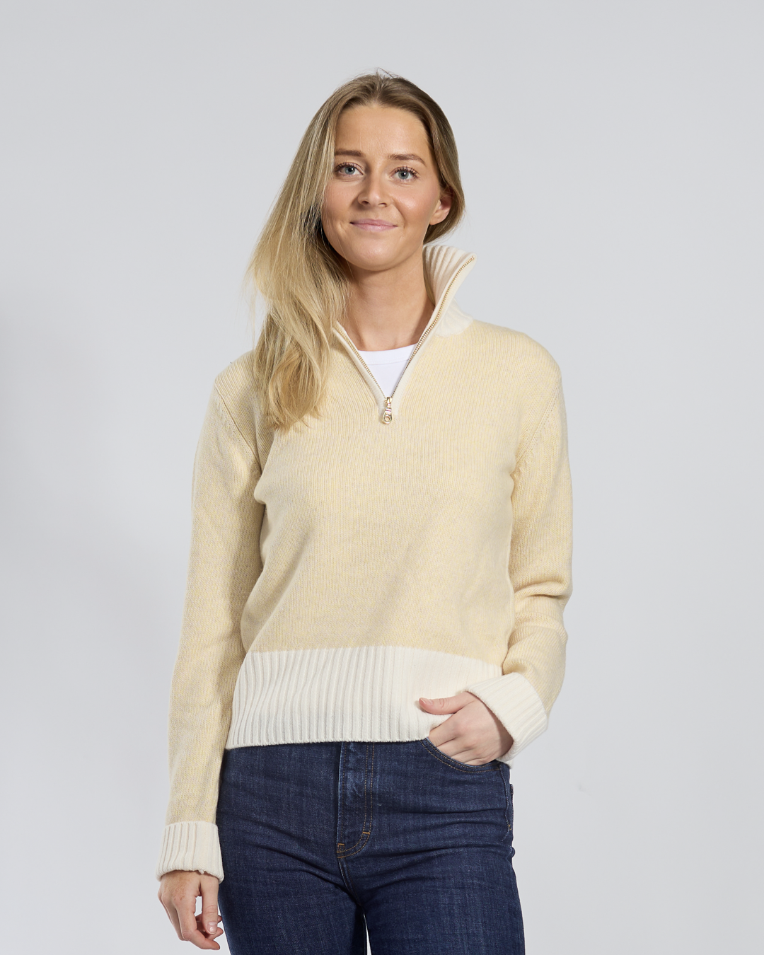 Zipper Light yellow mélange/off-white