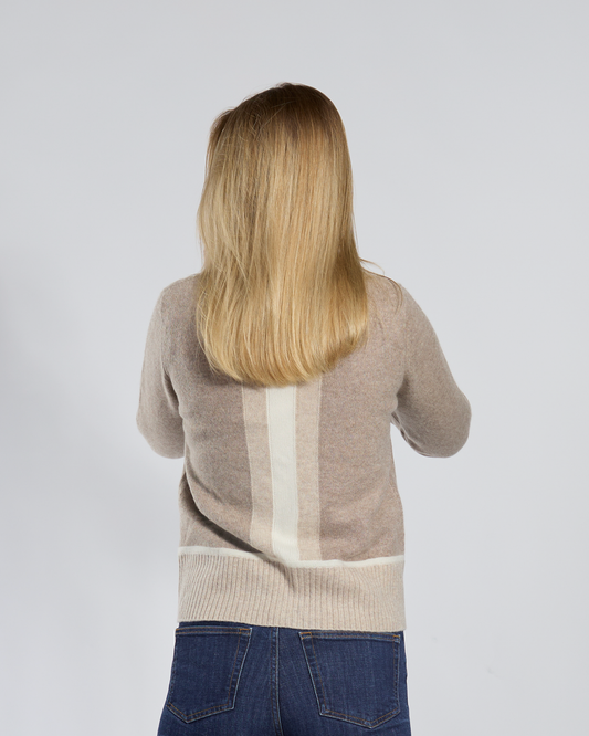 Contrast cardigan kashmir Sand/lyssand/offwhite