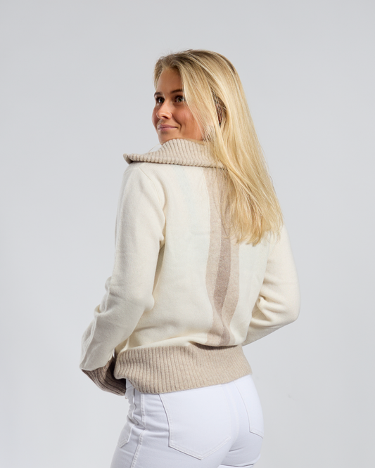 Contrast cardigan kashmir Offwhite/lyssand/sand