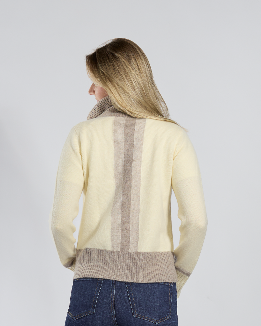 Contrast cardigan kashmir Lysgul/lyssand/sand