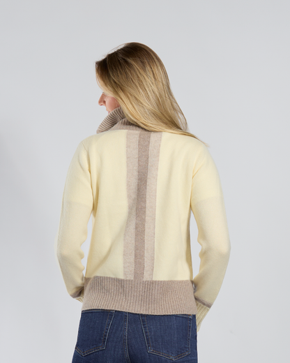 Contrast cardigan kashmir Lysgul/lyssand/sand