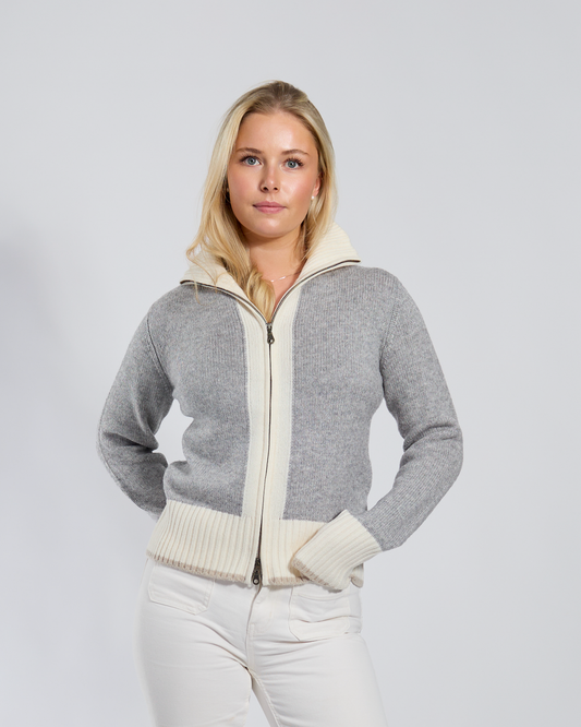 Contrast cardigan Lysgrå/offwhite/sand