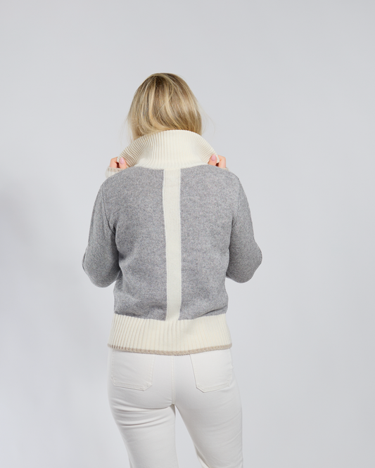 Contrast cardigan Lysgrå/offwhite/sand