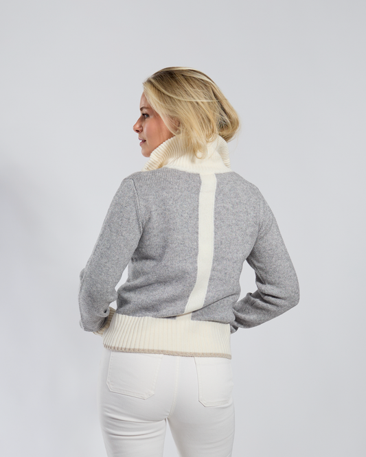 Contrast cardigan Lysgrå/offwhite/sand