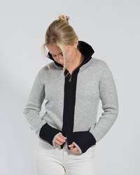 Contrast cardigan Grå/svart/sand