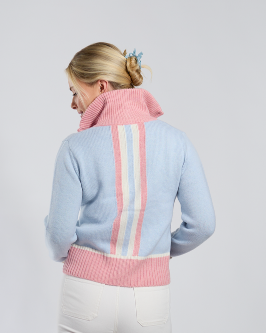 Contrast cardigan Lyseblå/rosa/offwhite