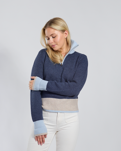 Zip Navy/sand/lyseblå