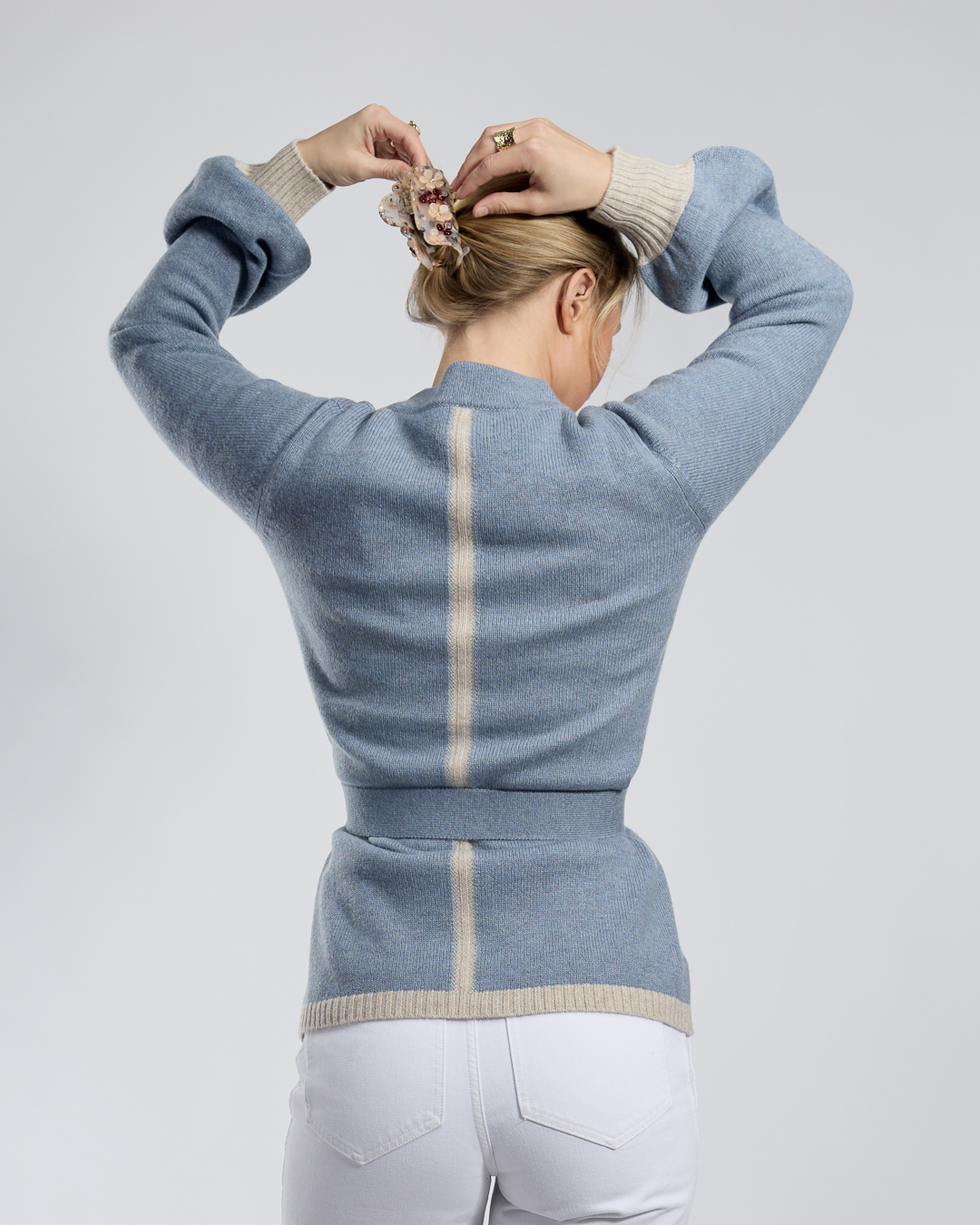 Spoonie Cardigan - Pigeon Blue/Light Sand