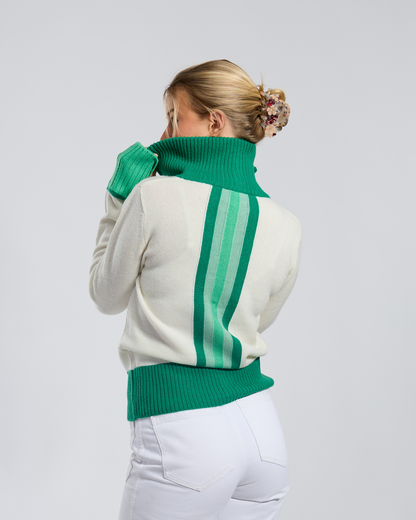 Contrast cardigan cashmere off-white/green/light green - overstock